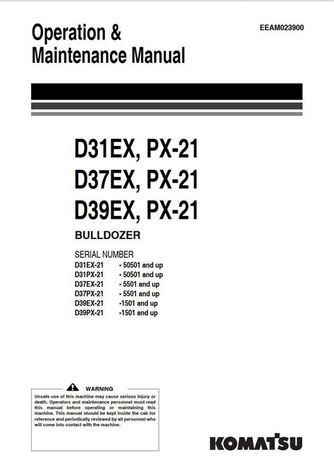 Komatsu D39ex 21 D39px 21 Bulldozer Service Repair Manual Operation Maintenance Manual Download