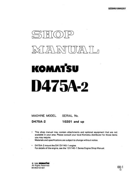 Komatsu D475a 2 Dozer Bulldozer Service Repair Manual Download 10201 And Up