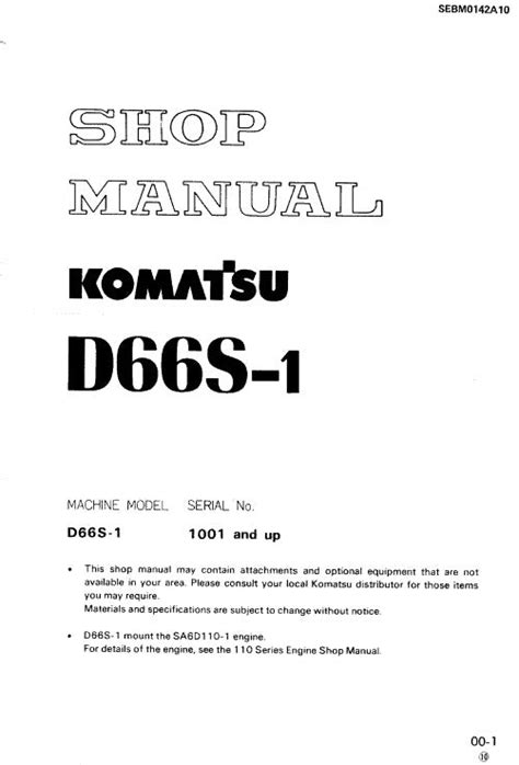 Komatsu D66s 1 Crawler Loader Service Repair Manual Download Sn 1001 And Up