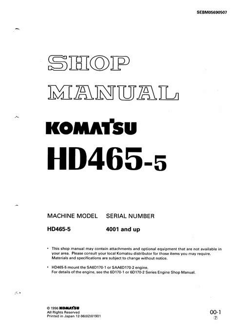 Komatsu Hd465 5 Hd 465 Dump Truck Service Manual