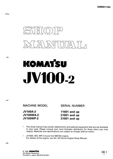 Komatsu Jv100 2 Service Repair Workshop Manual