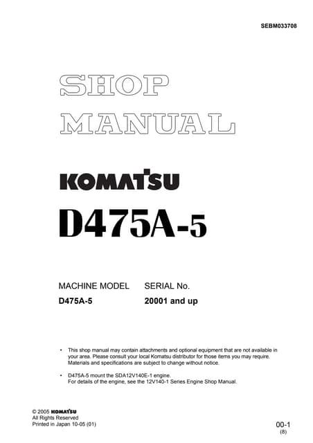 Komatsu Parts Manual For D475