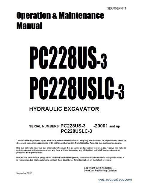 Komatsu Pc228uslc 1 Pc228us 2 Pc228uslc 2 Hydraulic Excavator Service Repair Manual Download