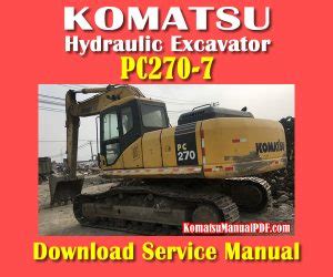 Komatsu Pc270 7 Hydraulic Excavator Service Repair Shop Manual Sn 10001 And Up