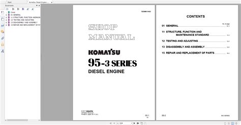 Komatsu Service Diesel Engines 95 Series Shop Manual Excavator Repair Book