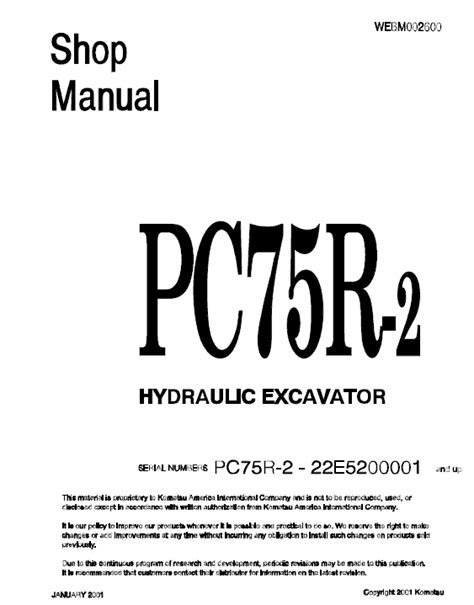 Komatsu Service Pc75r 2 Shop Manual Excavator Repair Book 2