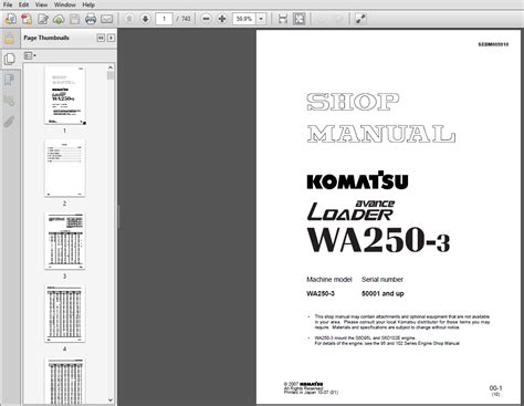 Komatsu Wa250 3 Avance Wheel Loader Service Repair Manual Download