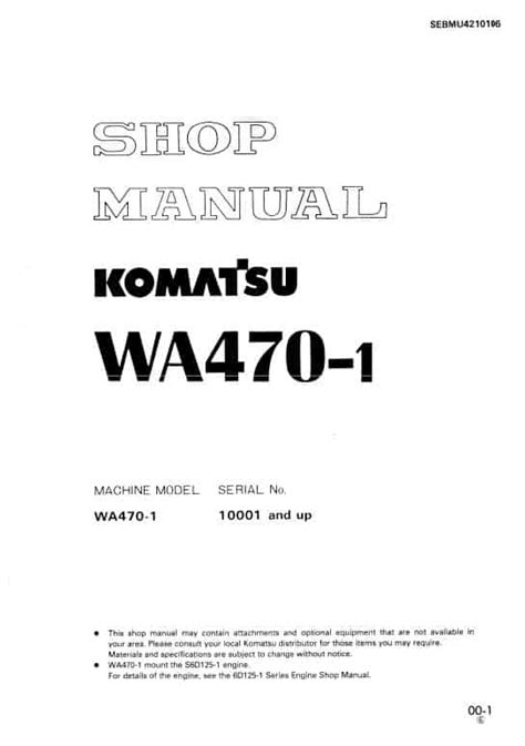 Komatsu Wa470 1 Wheel Loader Service Repair Manual