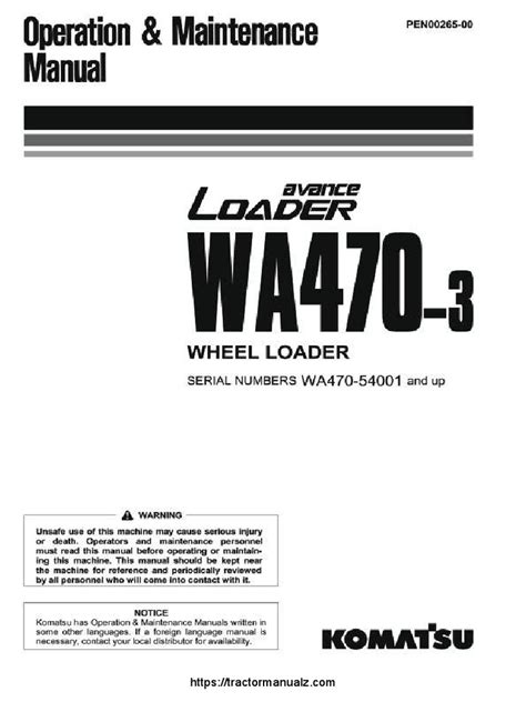 Komatsu Wa470 3 Avance Wheel Loader Service Manual