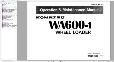 Komatsu Wa600 1 Wheel Loader Service Repair Manual Download