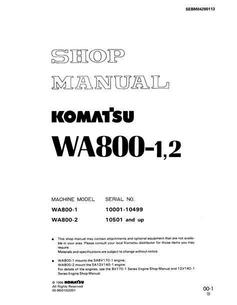 Komatsu Wa800 1 Wa800 2 Wheel Loader Service Repair Manual Download 10001 10499 10501 And Up