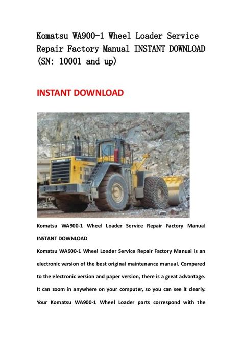 Komatsu Wa900 3 Wheel Loader Service Repair Workshop Manual Download Sn 50001 And Up