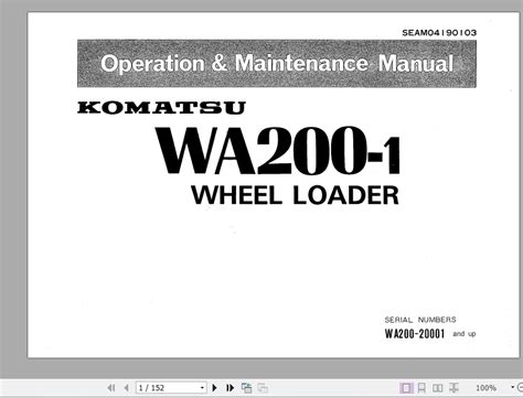 Komatsu Wal20 1 Lc Wheel Loader Serial 20001 And Up Factory Service Repair Manual Download Pdf