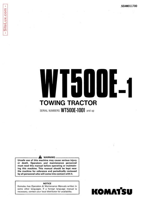 Komatsu Wt500e 1 Towing Tractor Operation Maintenance Manual