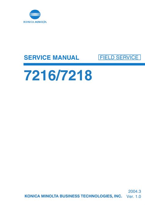 Konica Minolta 7216 7218 Field Service Manual