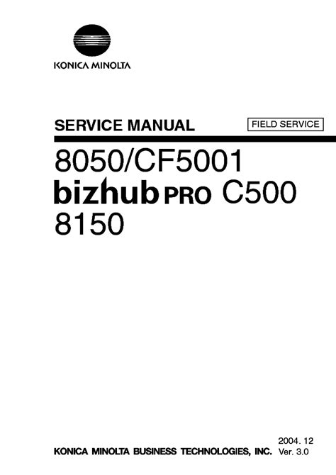 Konica Minolta Bizhub Pro C500 Cf5001 Full Service Manual