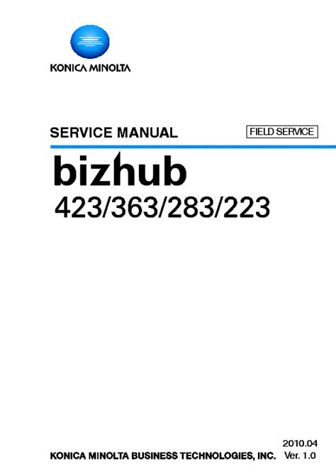 Konica Minolta Bizhub223 283 363 423 Service Manual Fs