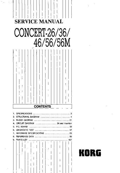 Korg Concert 26 36 46 56 56m Service Manual Download