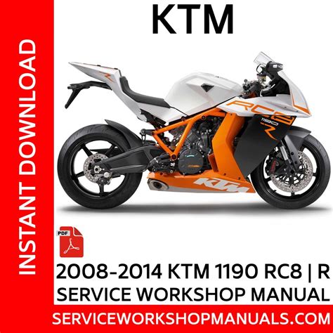 Ktm 1190 Rc8 R Service Repair Workshop Manual 2009
