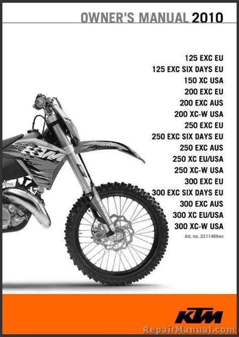 Ktm 250 300 Xc Xc W 2004 2010 Workshop Repair Service Manual