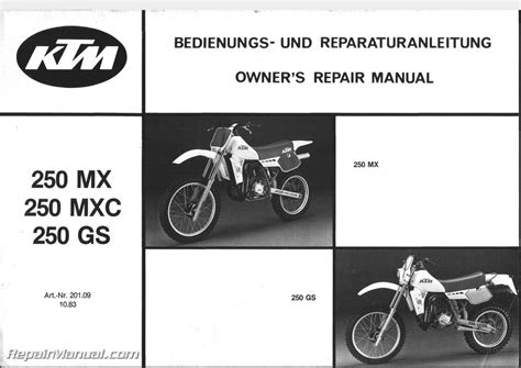 Ktm 250 Mx Mxc Gs 1984 Repair Service Manual
