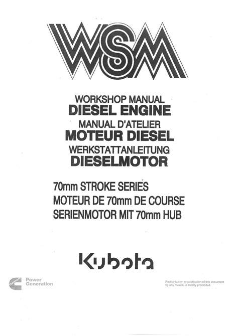 Kubota 70mm Stroke Series Diesel Engine Workshop Service Repair Manual Download