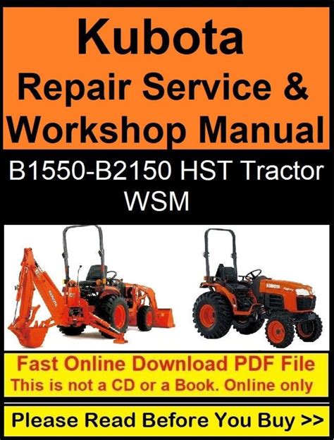 Kubota B1550 B1550hst Tractor Workshop Service Repair Manual