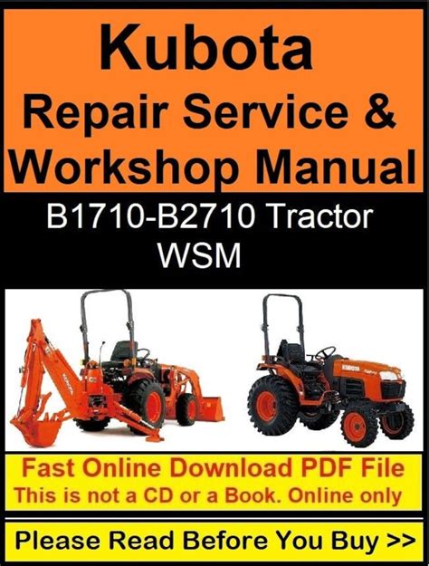 Kubota B1710 B2110 B2410 B2710 Tractor Service Repair Workshop Manual Instant Download