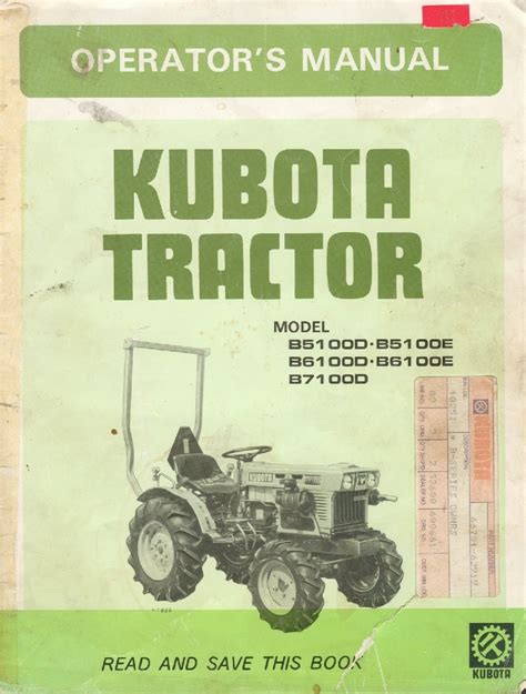 Kubota B5100 B6100 B7100 Workshop Repair Service Manual