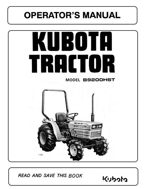 Kubota B9200hst Operators Oem Factory Manual