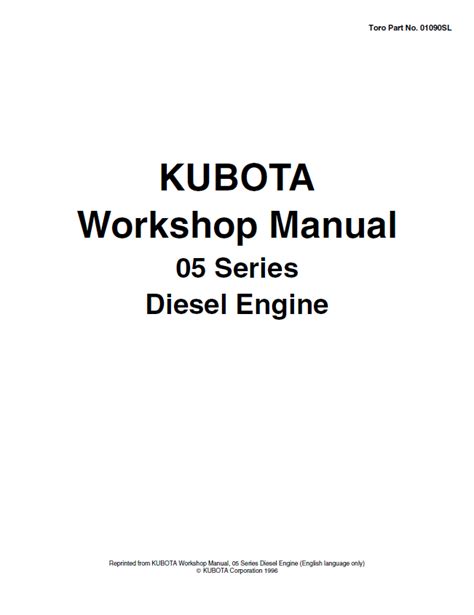 Kubota Diesel Engines 05 Series Workshop Service Manual Pdf