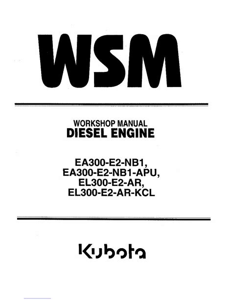 Kubota Ea300 El3000 Diesel Repair Manual