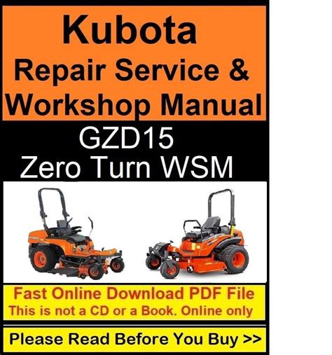 Kubota Gzd15 Tractor Workshop Service Repair Manual Download