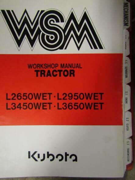 Kubota L2650wet L2950wet L3450wet L3650wet Gst Tractor Workshop Service Manual Pdf