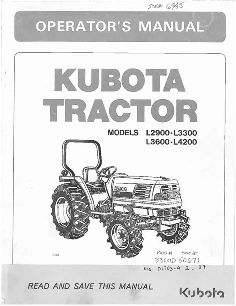 Kubota L4200 Tractor Workshop Service Repair Manual