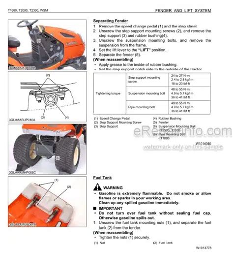 Kubota T1880 T2080 T2380 Lawn Garden Tractor Service Workshop Manual Pdf