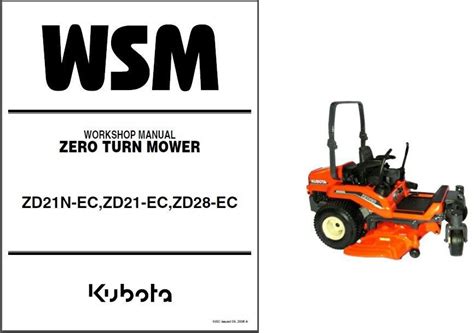 Kubota Zd21 Zero Turn Mower Workshop Service Repair Manual