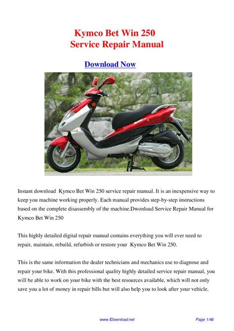 Kymco Bet Win Bw250 Service Repair Manual Download