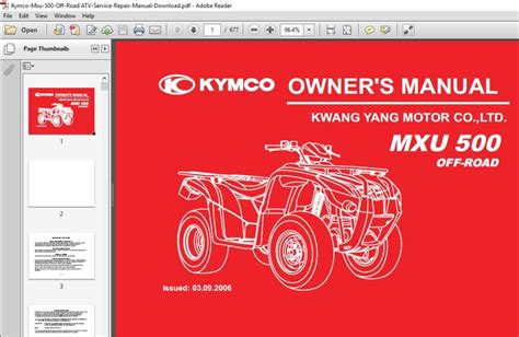 Kymco Mxu 500 Off Road Atv Service Repair Workshop Manual Download