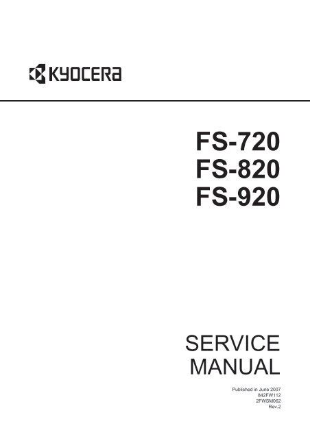 Kyocera Fs 720 Fs 820 Fs 920 Service Repair Manual Parts List Service Bulletin