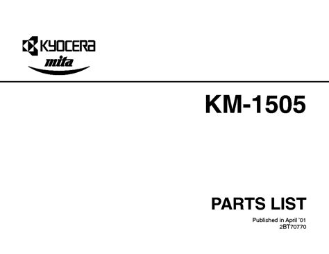 Kyocera Mita Km 1505 1510 1810 Service Manual Parts List Catalog