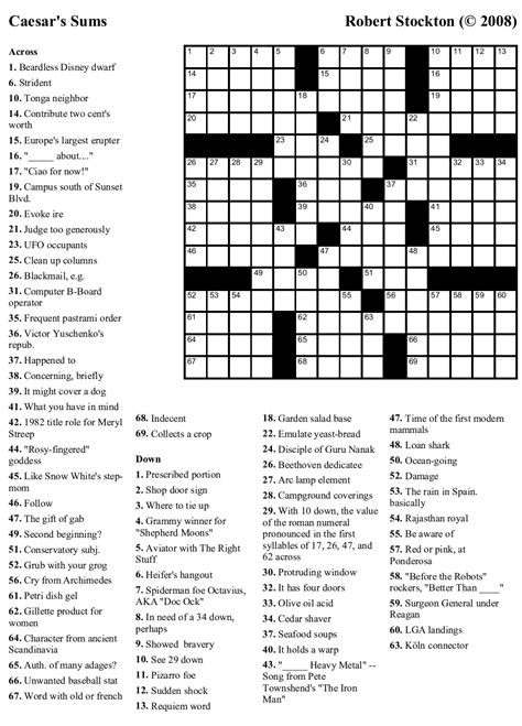 La Times Printable Crossword