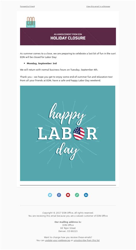 Labor Day Email Template