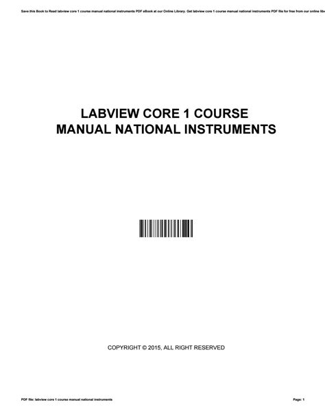 Labview Core 1 Course Manual National Instruments