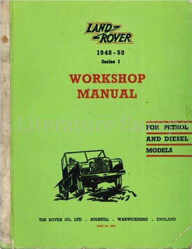 Land Rover Series I Service Repair Manual 1948 1958