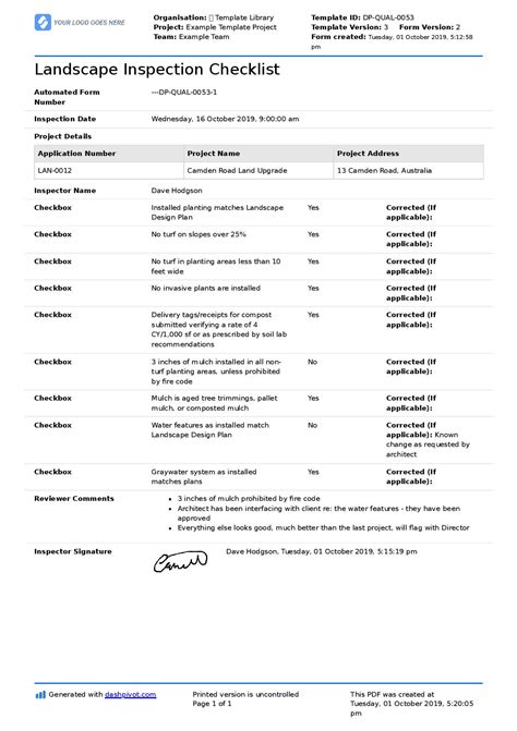 Landscaping Safety Checklist Template