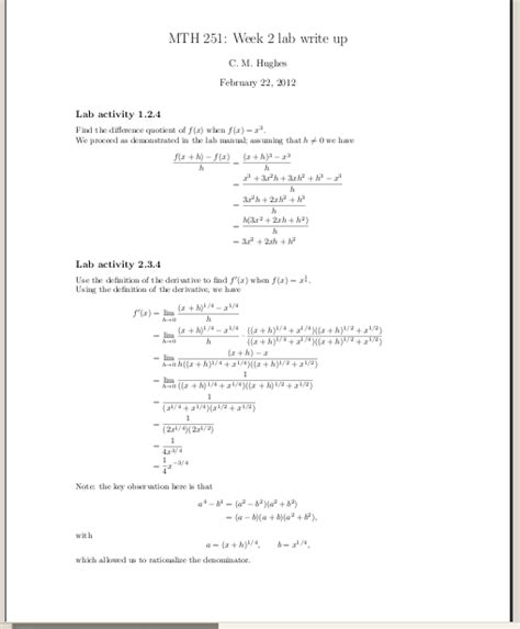 Latex Math Homework Template