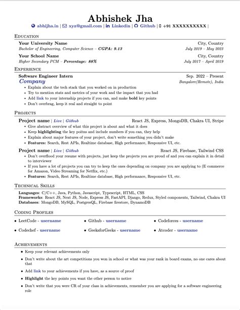 Latex Software Engineer Resume Template