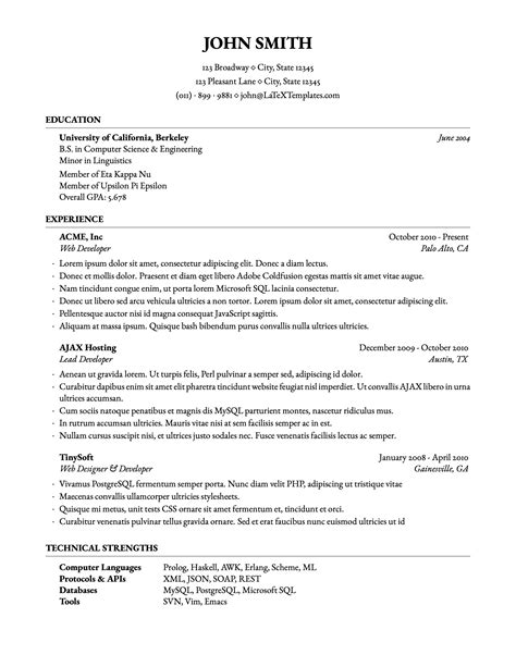 Latex Template Resume