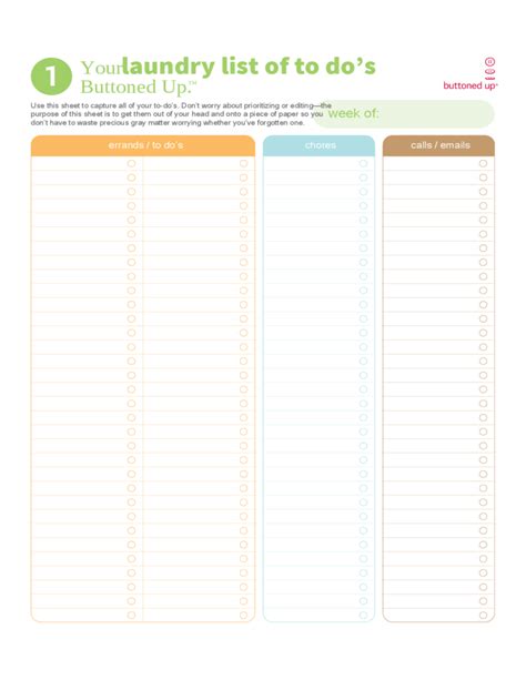 Laundry Checklist Template